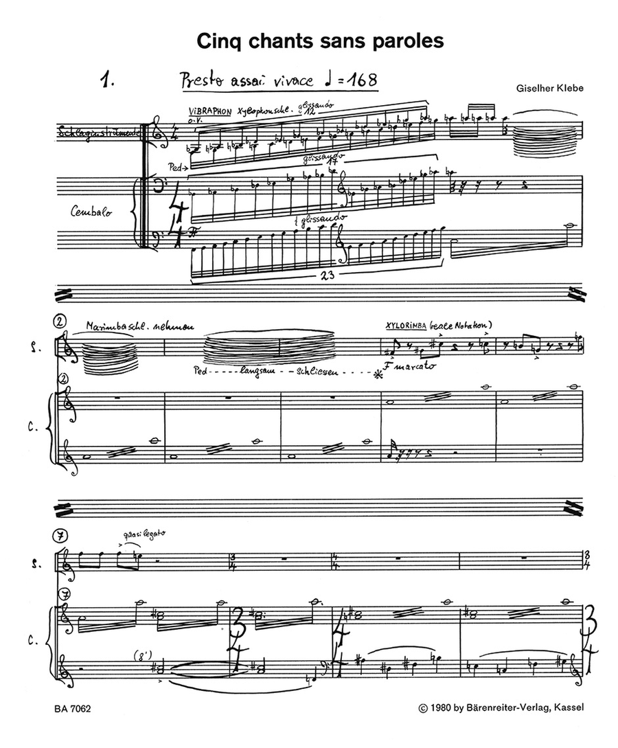 Cinq chants sans paroles for one Player op. 80 Harpsichord scores gallery preview page 2