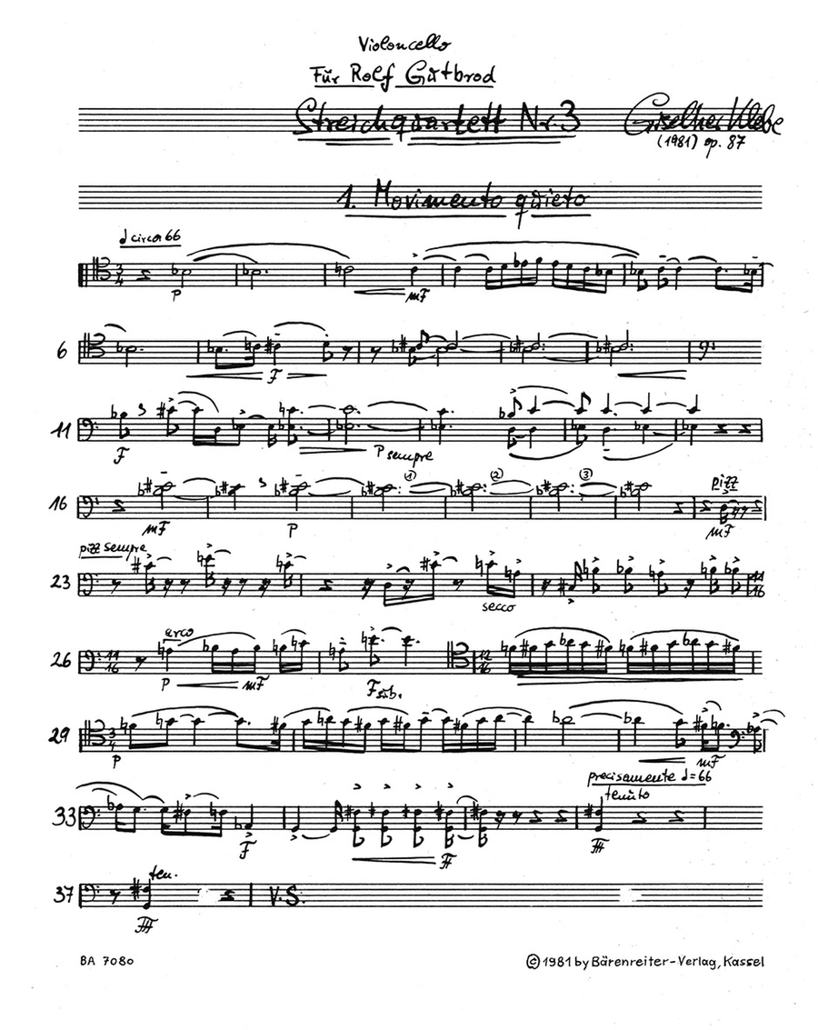 Streichquartett no. 3, op. 87 (1981) String Quartet scores gallery preview page 2