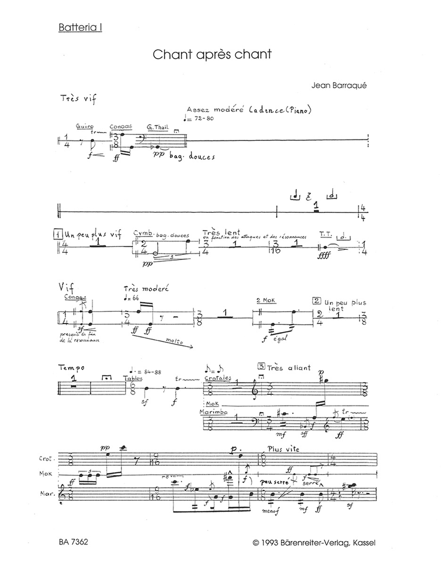 Chant apres chant for six Percussionists, Solo Soprano and Piano Voice Solo scores gallery preview page 2