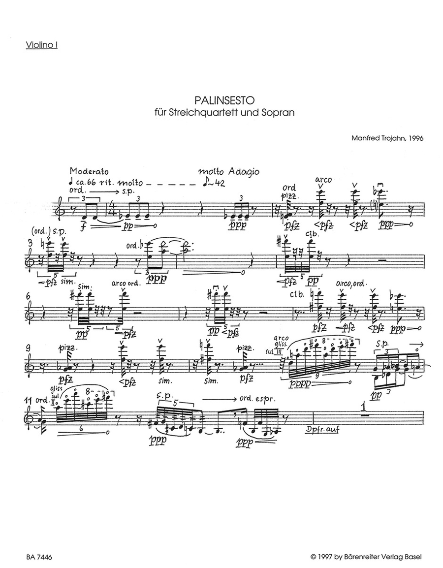 Palinsesto für Streichquartett und Sopran (1996) Soprano Voice scores gallery preview page 2