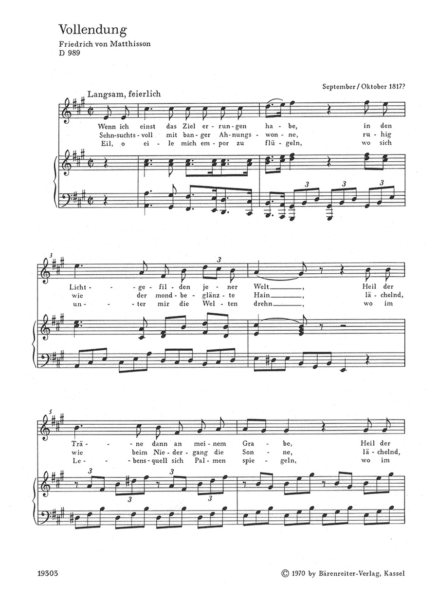 Vollendung (Wenn ich einst das Ziel errungen habe) D 579 A (D 989) - Die Erde (Wenn sanft entzueckt mein Auge sieht) D 579 B (D 989 A) High Voice scores gallery preview page 2