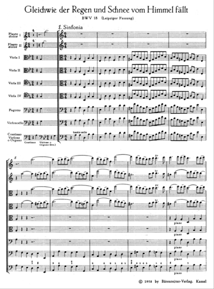 Gleichwie der Regen und Schnee vom Himmel fallt BWV 18 4-Part scores gallery preview page 2