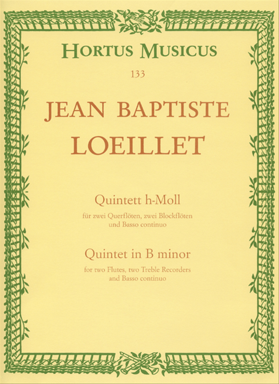Quintett for 2 Flutes, 2 Recorders and Basso continuo b minor Flute scores gallery preview page 1