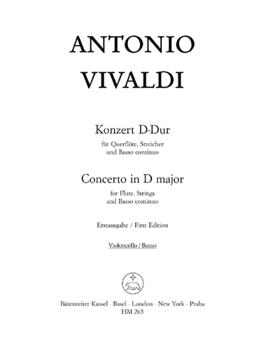 Concerto for Flute, Strings and Basso continuo D major Ry 783