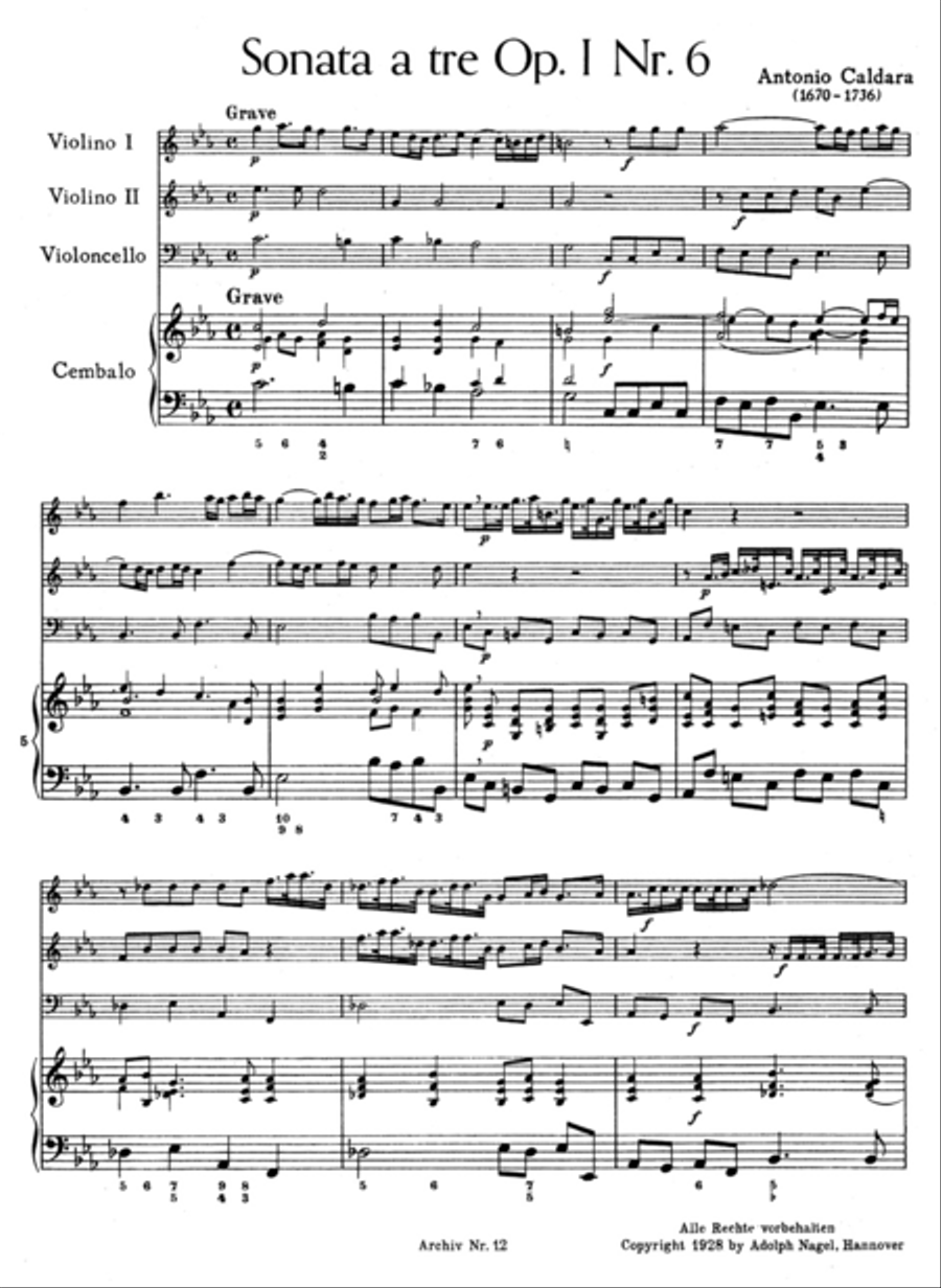 Sonate fur 2 Violinen, Violoncello und Basso continuo c minor, Op. 1/6 Cello scores gallery preview page 2