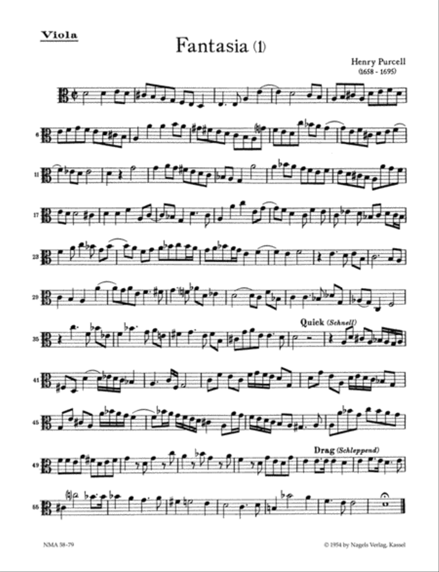 Fantasien für Streicher (Violen da gamba). Heft 1 Viola scores gallery preview page 1