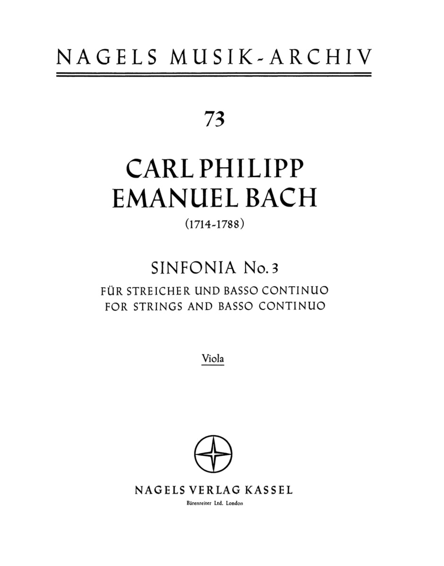 Sinfonie fur Streicher und Basso continuo C major Wq 182/3 Viola scores gallery preview page 1