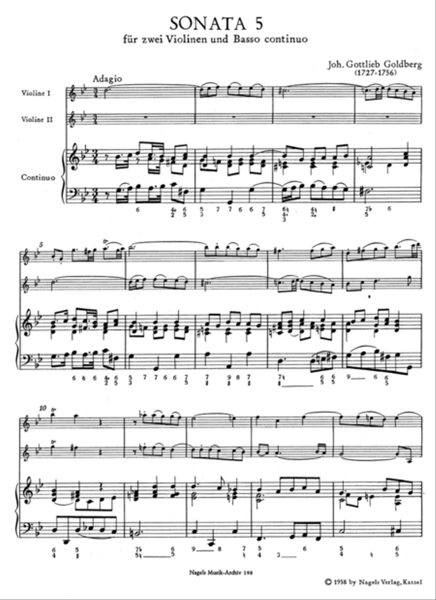 Sonate fur zwei Violinen und Basso continuo oder fur Violine und Cembalo obligat g minor Violin scores gallery preview page 2