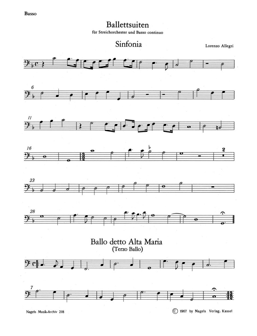 Ballettsuiten für Streicher (Violinen dreigeteilt) und Basso continuo Double Bass scores gallery preview page 1
