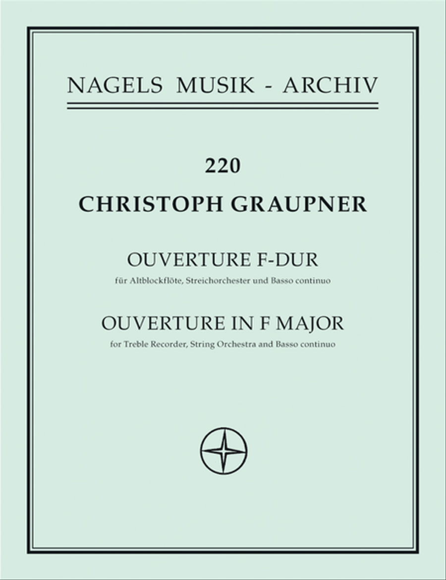 Ouverture fur Altblockflote, Streicher und Basso continuo F major String Orchestra scores gallery preview page 1
