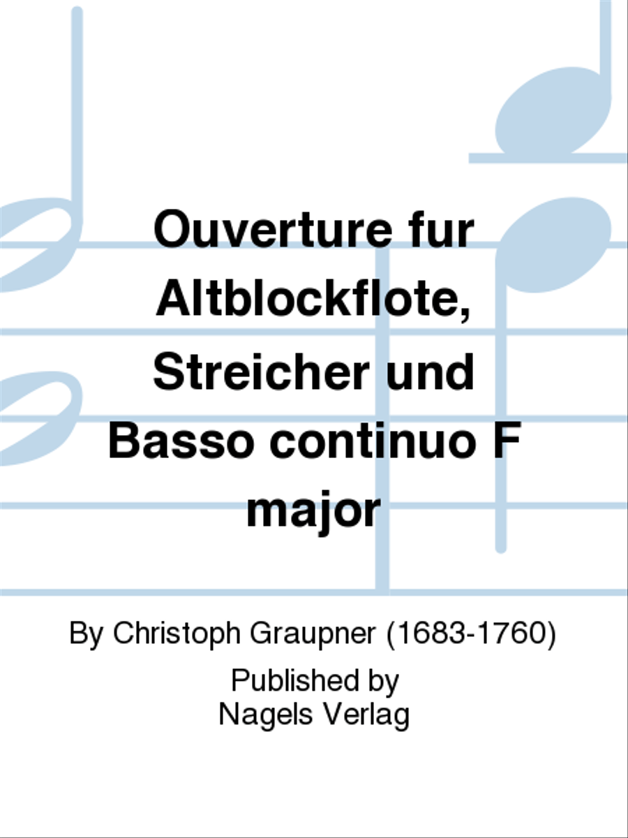 Ouverture fur Altblockflote, Streicher und Basso continuo F major Recorder scores gallery preview page 1