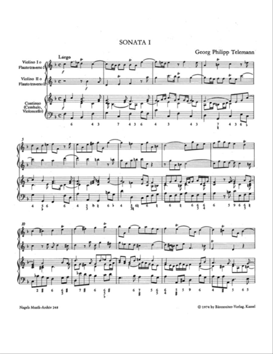 Sonatas in the style of Corelli for two Violins or two Flutes and Basso continuo Flute scores gallery preview page 2