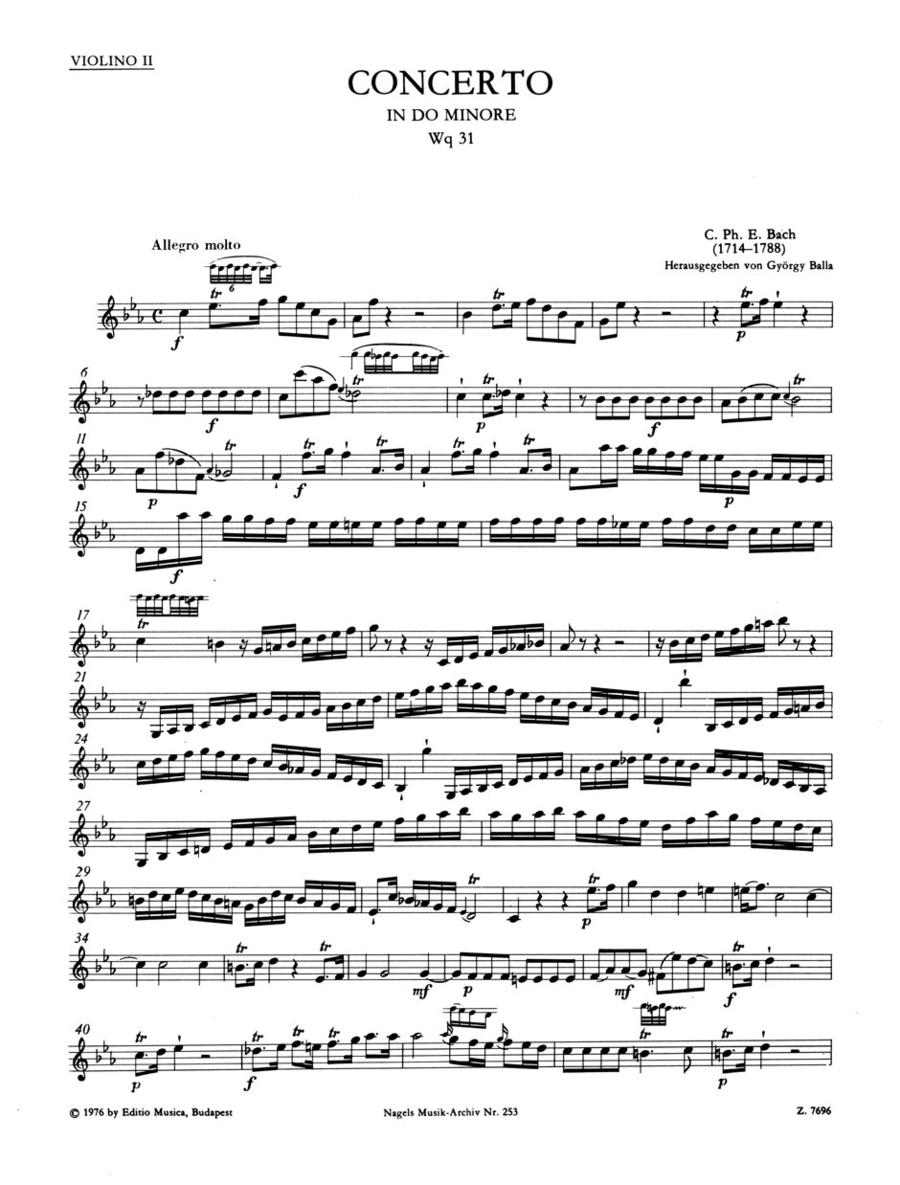 Concerto fur Cembalo (Klavier) und Streichorchester c minor Wq 31 String Orchestra scores gallery preview page 1