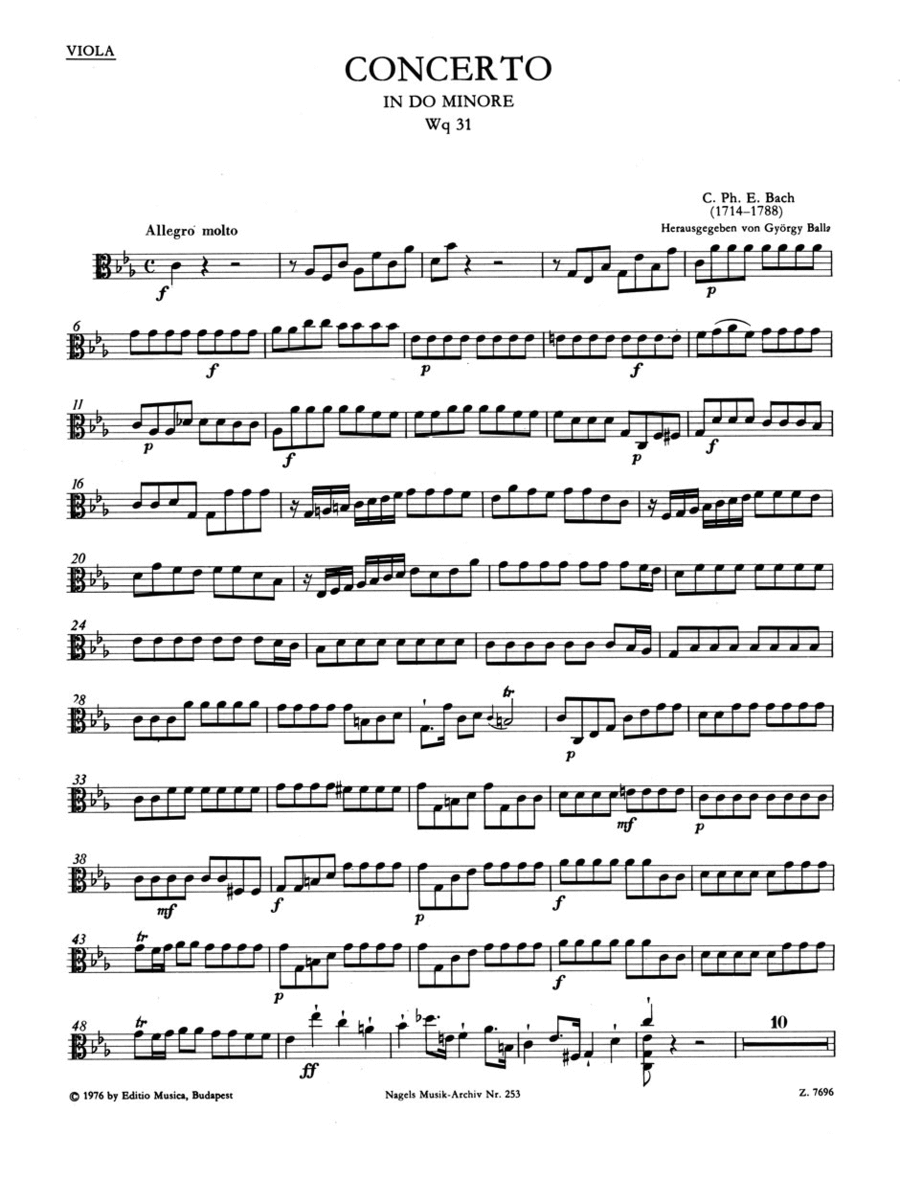 Concerto fur Cembalo (Klavier) und Streichorchester c minor Wq 31 String Orchestra scores gallery preview page 1