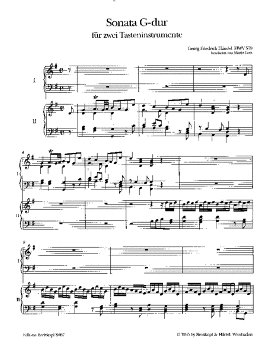 Sonata in G major HWV 579 Piano Duet scores gallery preview page 2