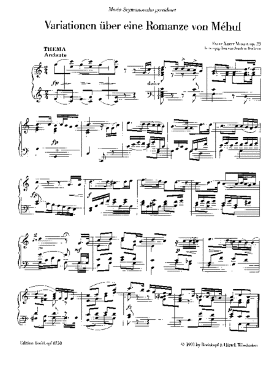 Variations on a romance by Mehul Op. 23 Piano Solo scores gallery preview page 2