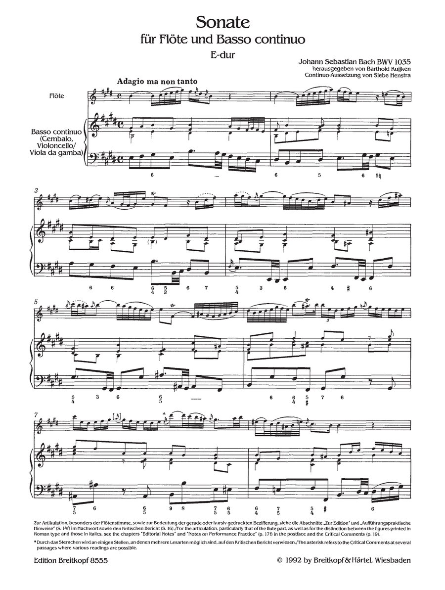Sonata in E major BWV 1035 Flute Solo scores gallery preview page 2