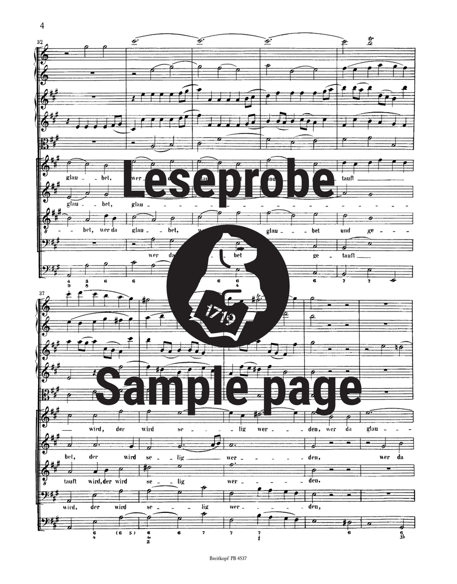 Cantata BWV 37 “He that believeth and baptized is” 4-Part scores gallery preview page 5