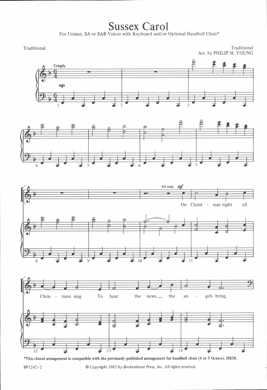 Sussex Carol - Unison, SAB or SA SA scores gallery preview page 2