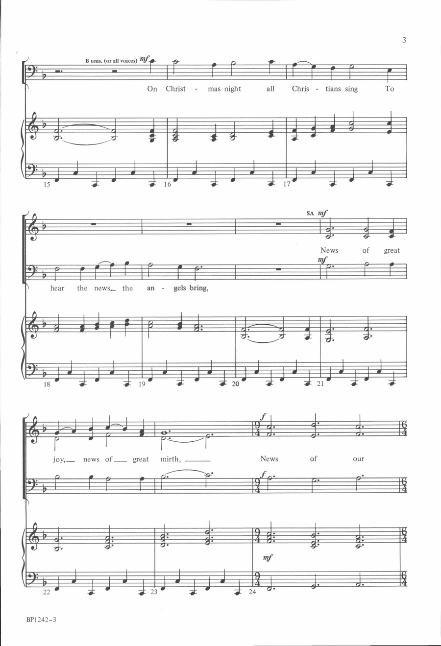 Sussex Carol - Unison, SAB or SA SA scores gallery preview page 3