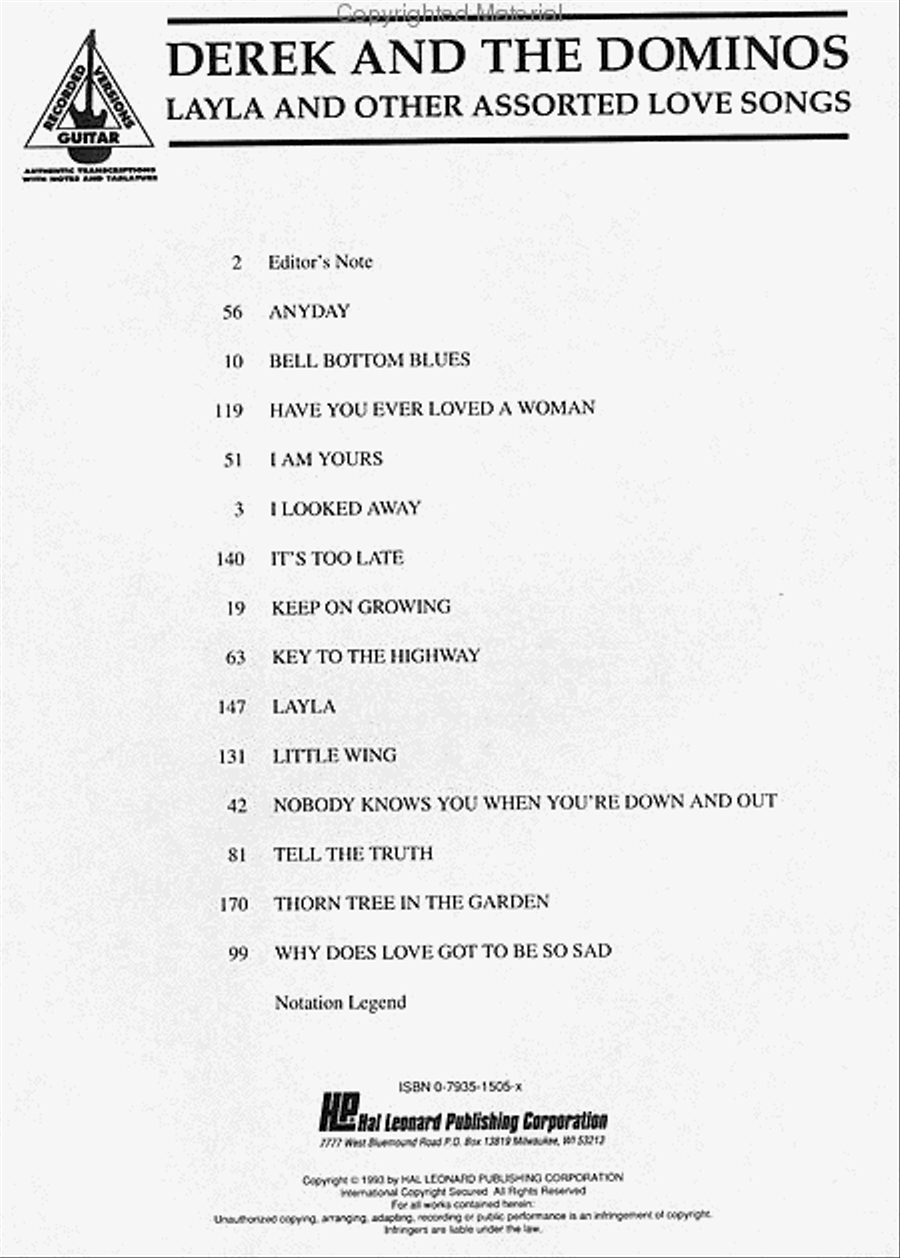 Derek and The Dominos – Layla & Other Assorted Love Songs Electric Guitar scores gallery preview page 2