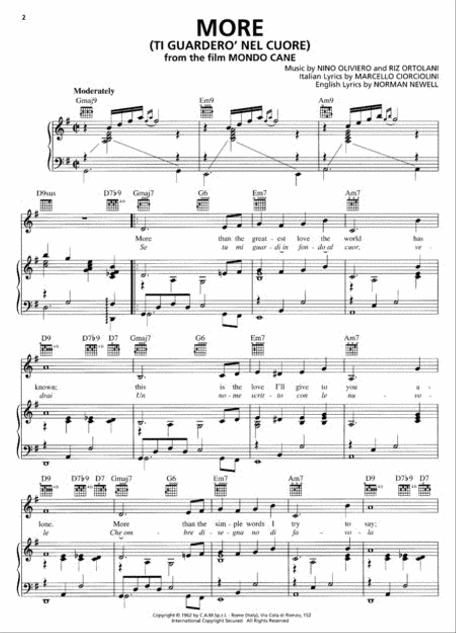 More - Theme From Mondo Cane Piano, Vocal, Guitar scores gallery preview page 2
