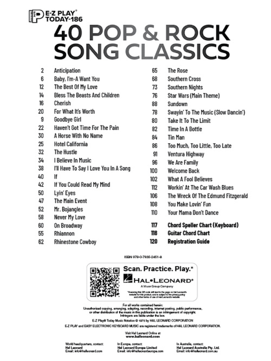 Forty Pop & Rock Song Classics by Various Voice - Sheet Music page 4