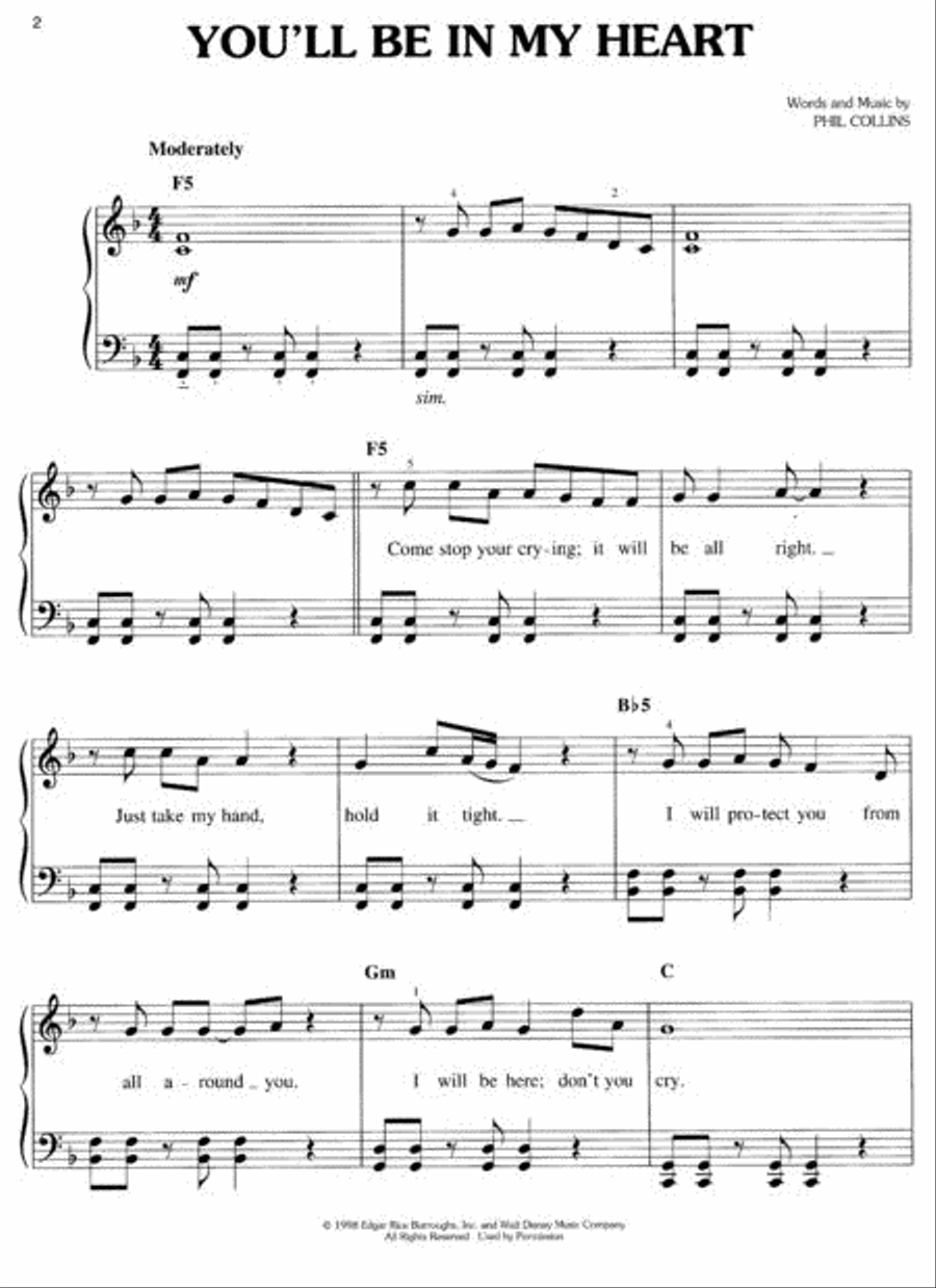You'll Be In My Heart - Easy Piano Easy Piano scores gallery preview page 2