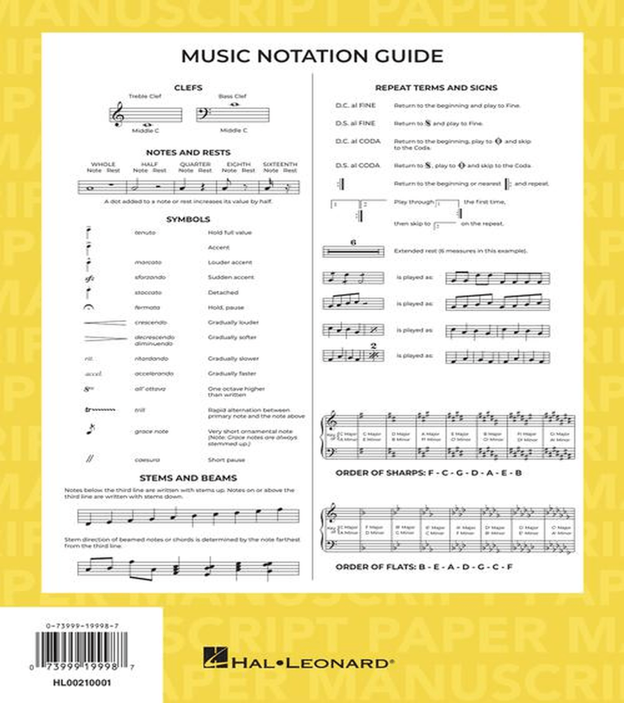Standard Manuscript Paper (Yellow Cover) Staff Paper scores gallery preview page 4