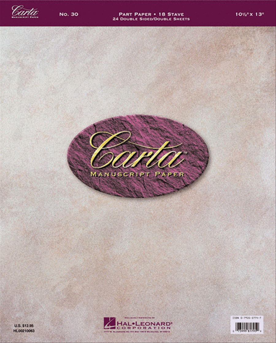 Carta Manuscript Paper No. 30 - Mid-Range Staff Paper scores gallery preview page 1
