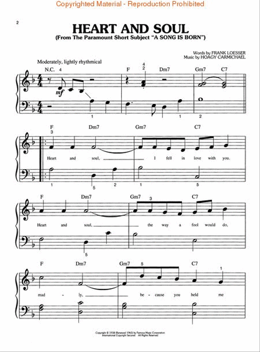 Heart and Soul Easy Piano scores gallery preview page 2