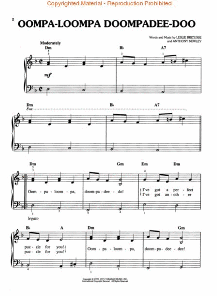 Willy Wonka & The Chocolate Factory - Easy Piano Easy Piano scores gallery preview page 3