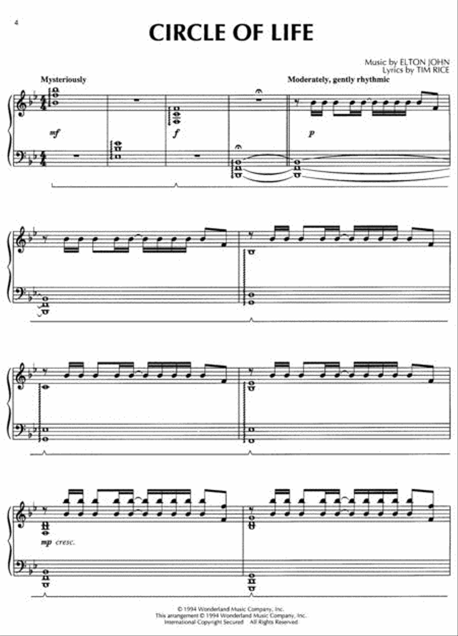 The Lion King Piano Solo scores gallery preview page 2