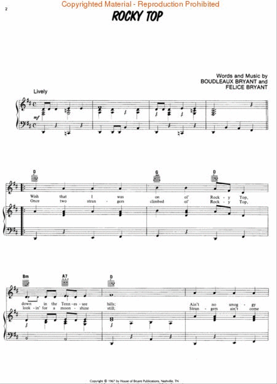 Rocky Top Piano, Vocal, Guitar scores gallery preview page 2