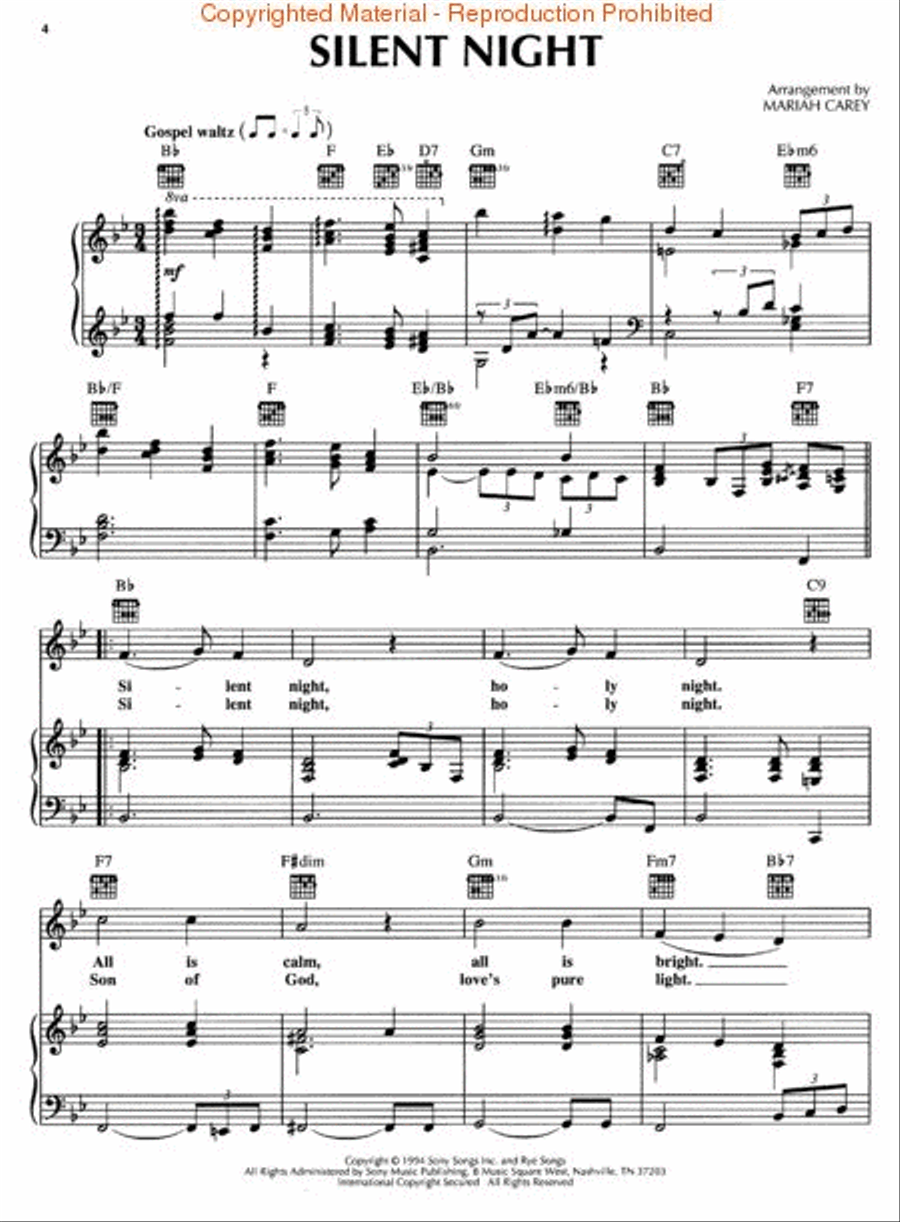Mariah Carey – Merry Christmas Piano, Vocal, Guitar scores gallery preview page 3