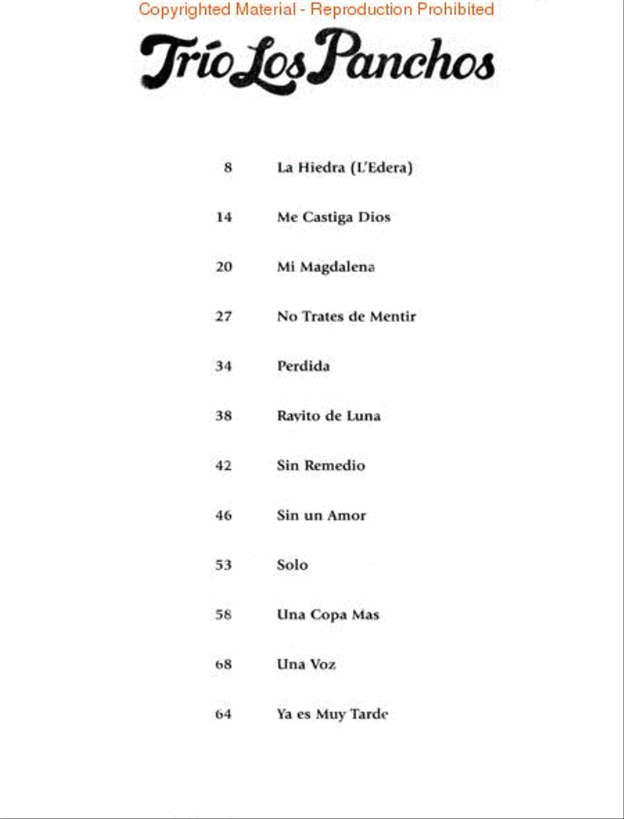 Trio Los Panchos Piano, Vocal, Guitar scores gallery preview page 2