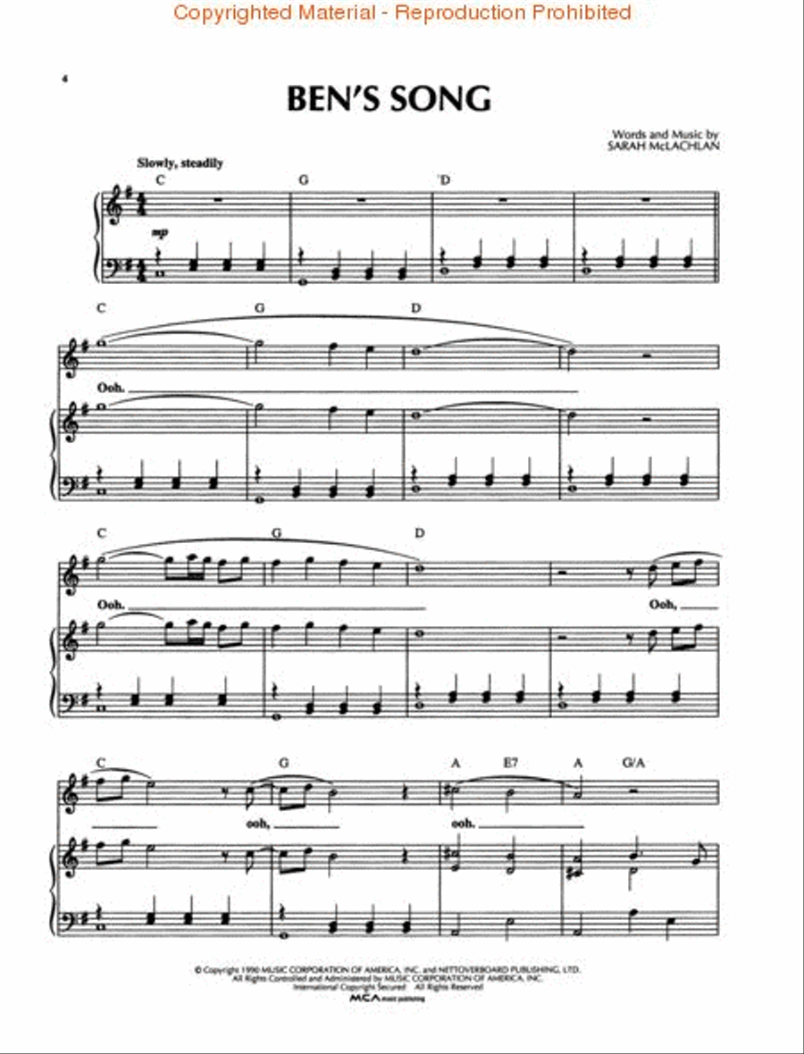 Sarah McLachlan Collection Piano, Vocal, Guitar scores gallery preview page 2