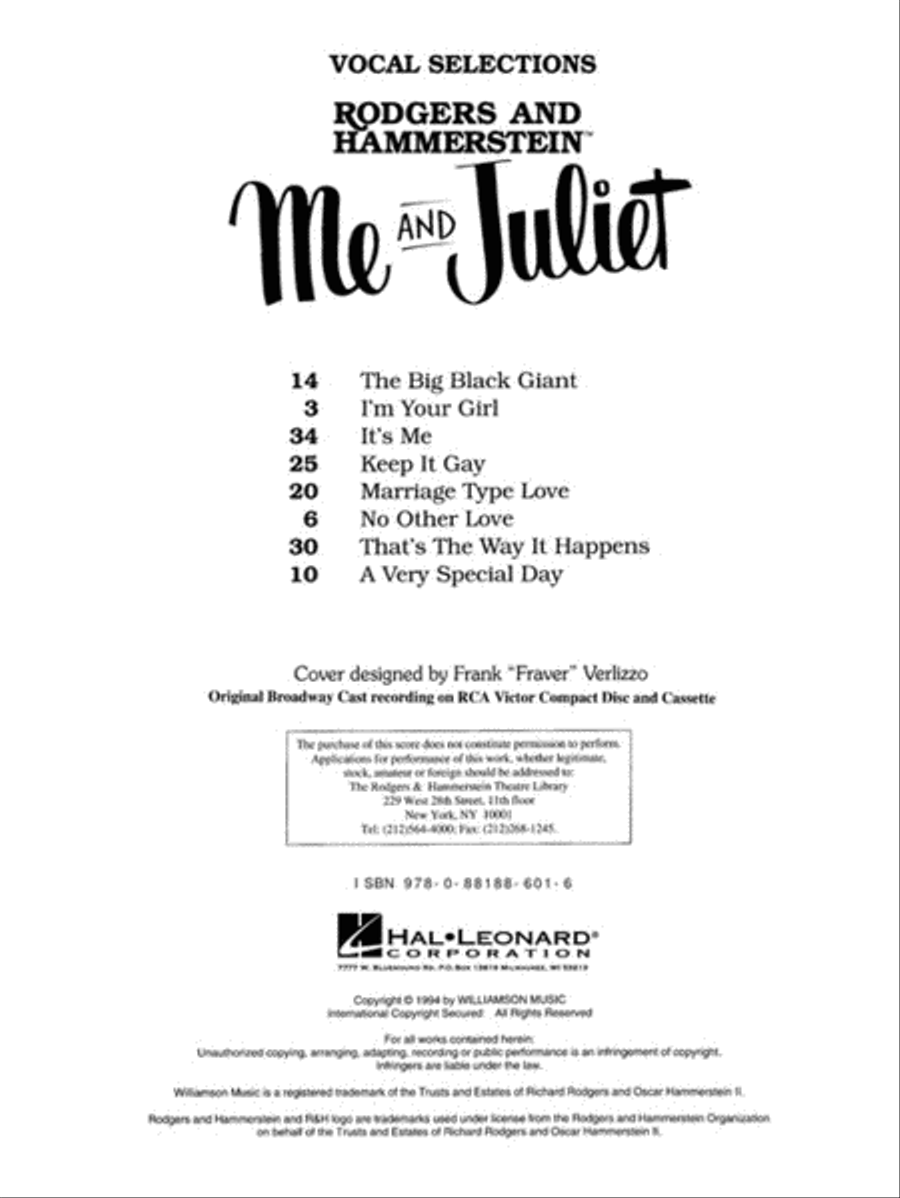 Me and Juliet Piano, Vocal, Guitar scores gallery preview page 2