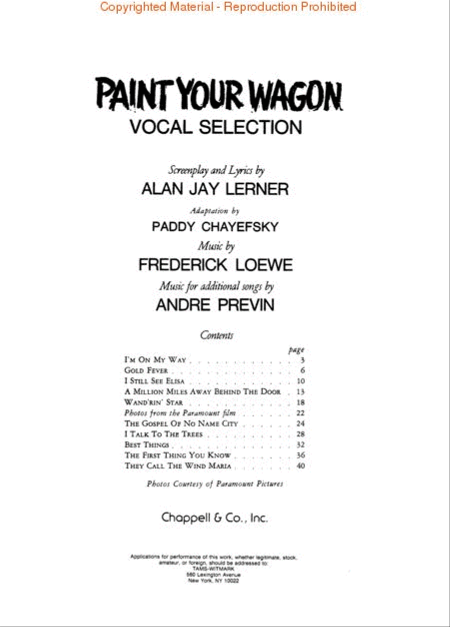Paint Your Wagon Piano, Vocal, Guitar scores gallery preview page 2