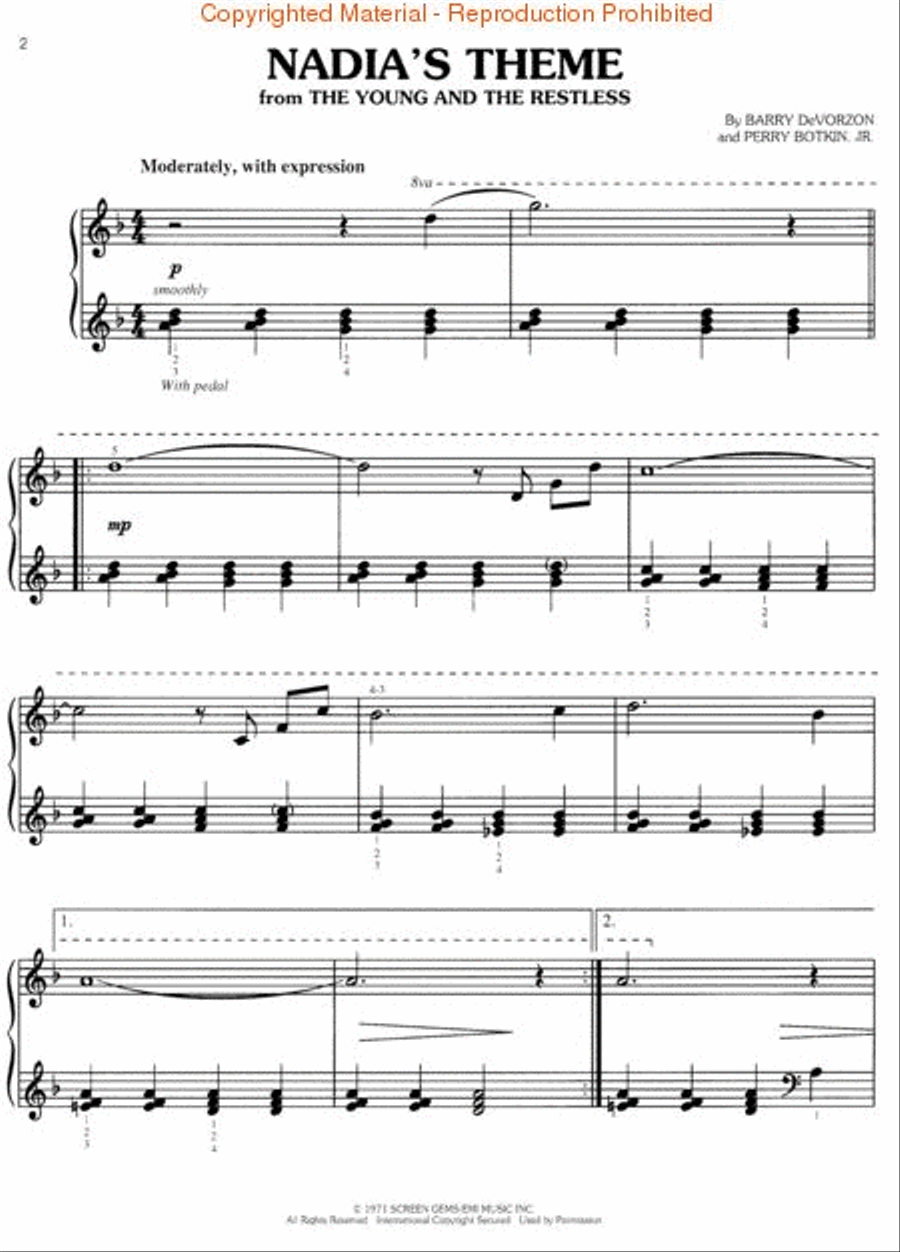 Nadia's Theme Easy Piano scores gallery preview page 2
