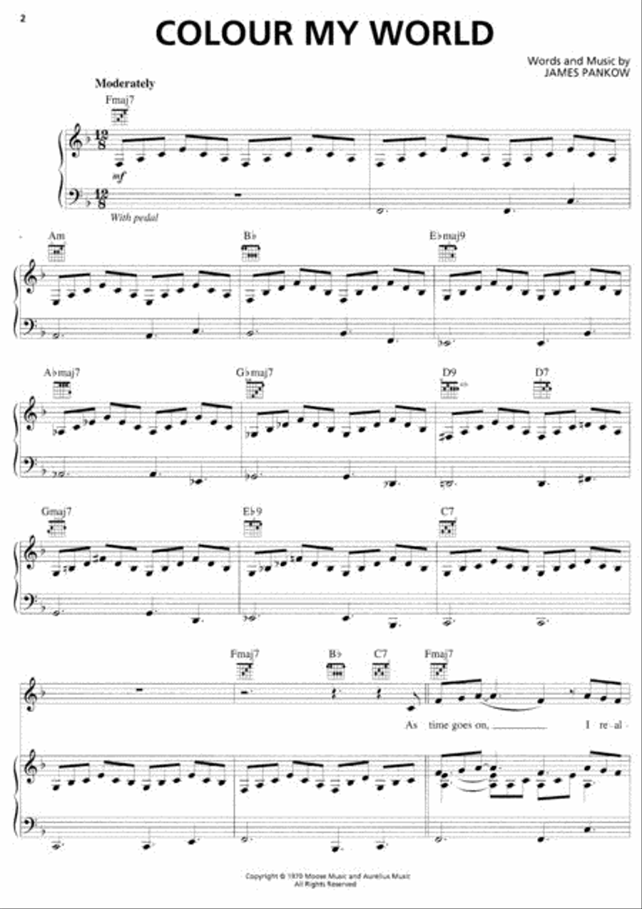 Colour My World Piano, Vocal, Guitar scores gallery preview page 2
