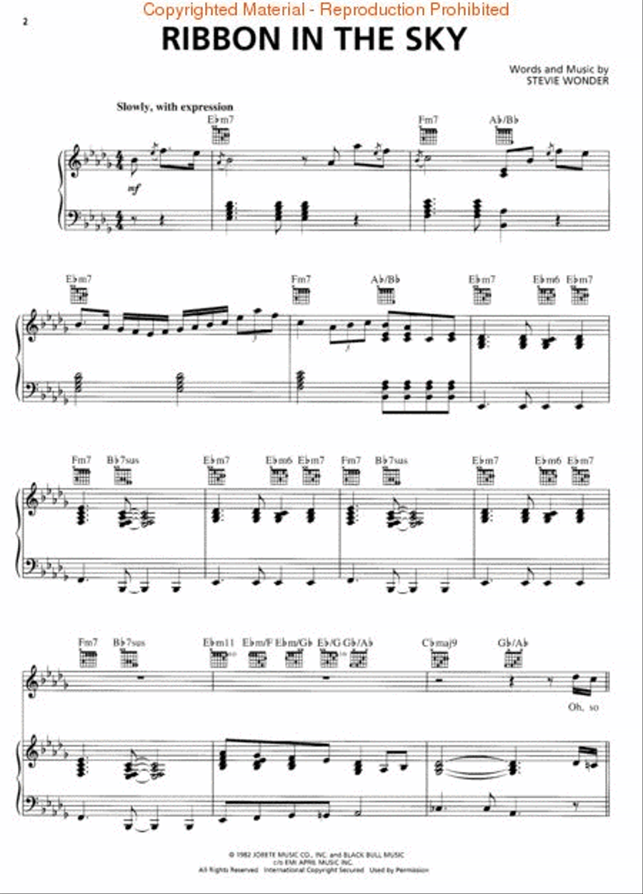 Ribbon in the Sky Voice scores gallery preview page 2