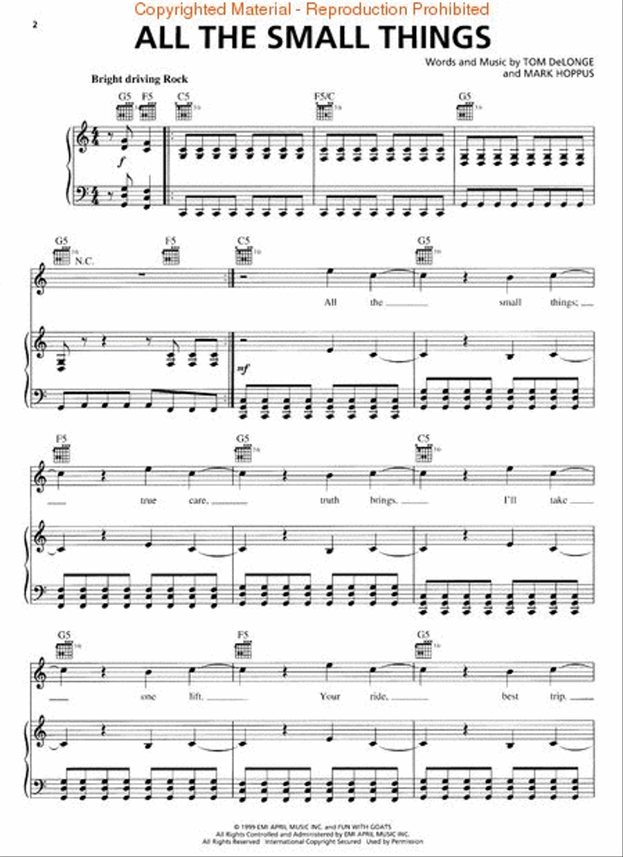 All the Small Things Piano, Vocal, Guitar scores gallery preview page 2