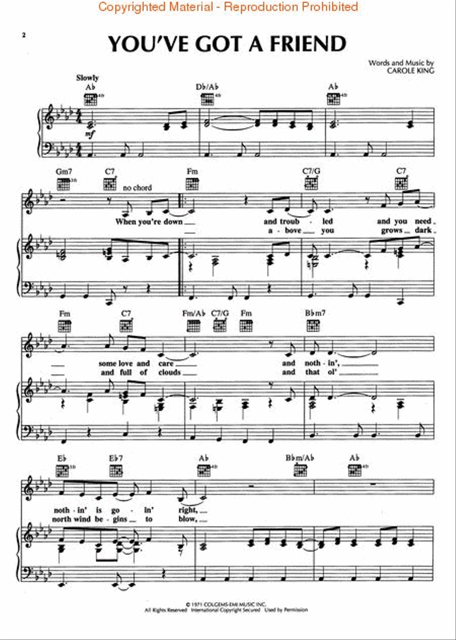 You've Got A Friend Piano, Vocal, Guitar scores gallery preview page 2