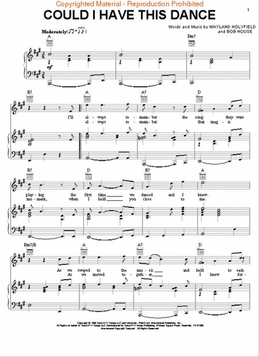Could I Have This Dance Piano, Vocal, Guitar scores gallery preview page 2