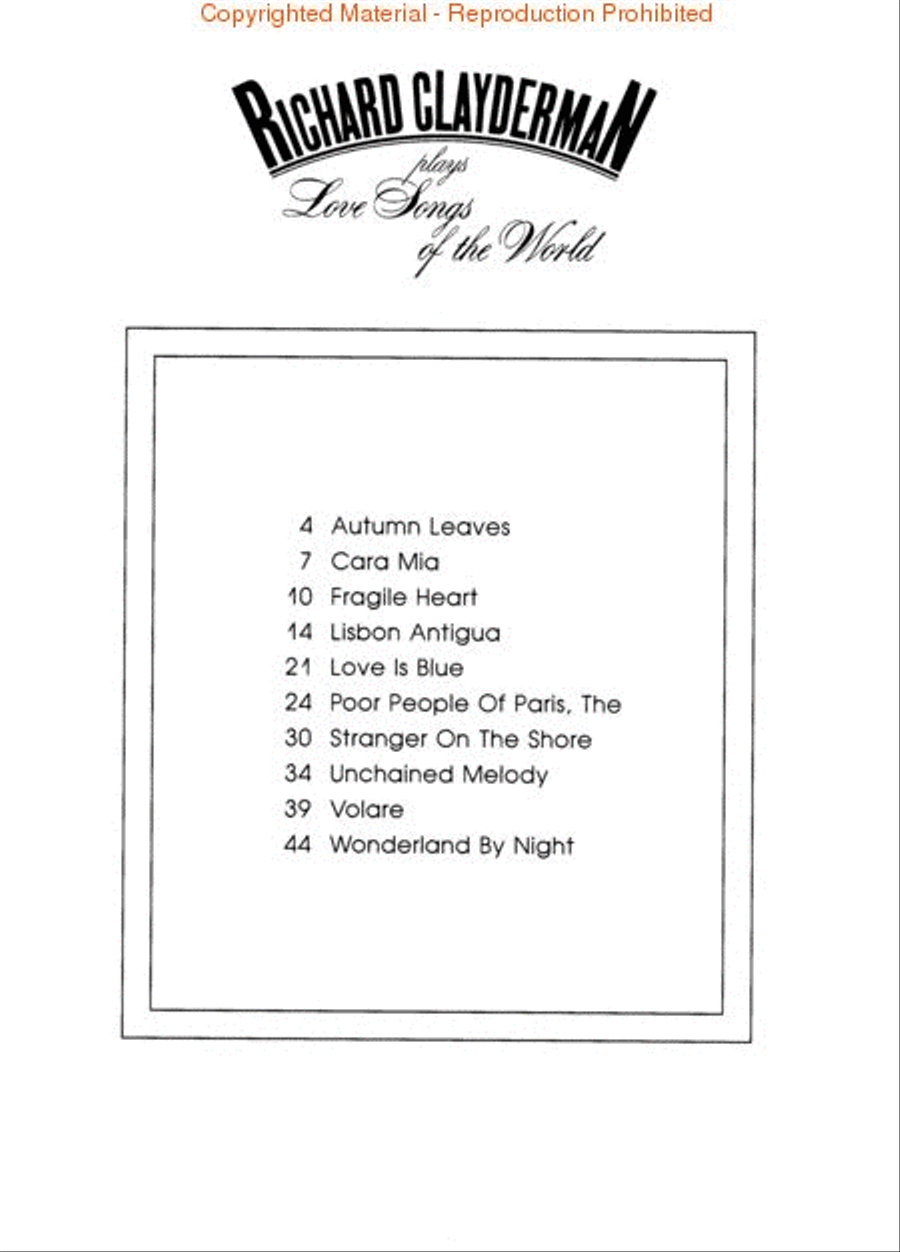 Richard Clayderman Plays Love Songs Of The World Piano Solo scores gallery preview page 2