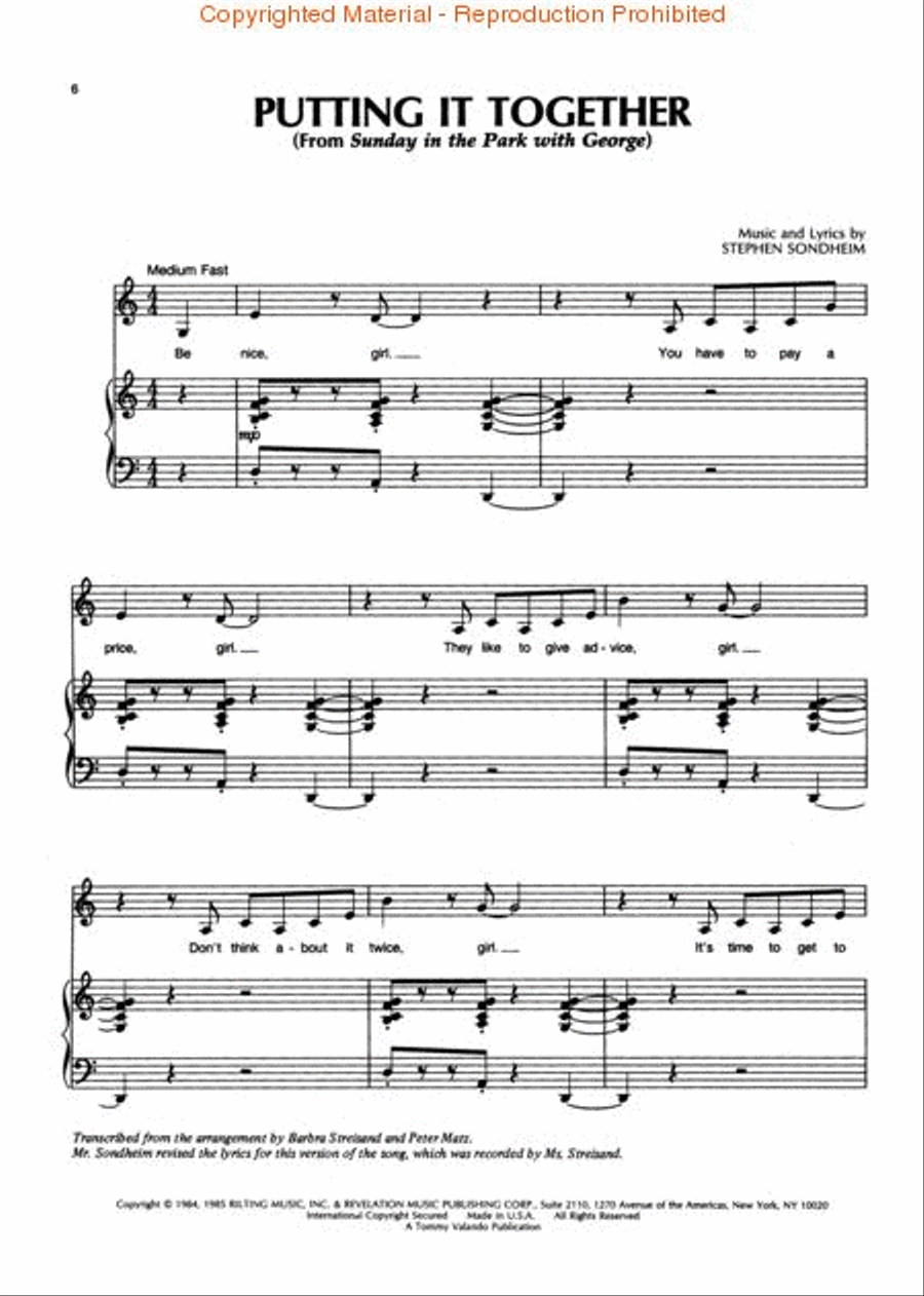 Barbra Streisand – The Broadway Album Piano, Vocal, Guitar scores gallery preview page 2