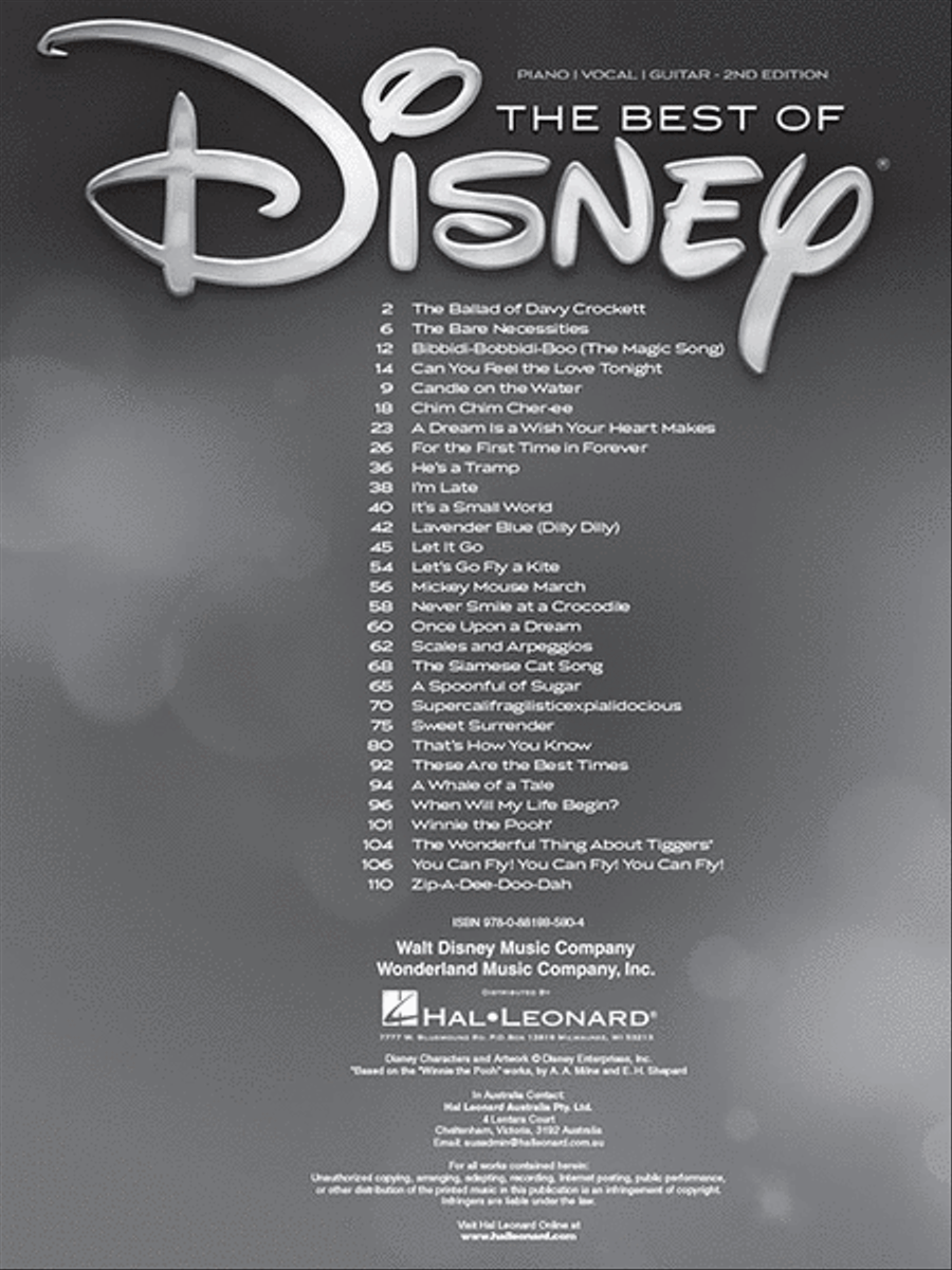The Best of Disney – 2nd Edition Piano, Vocal, Guitar scores gallery preview page 2