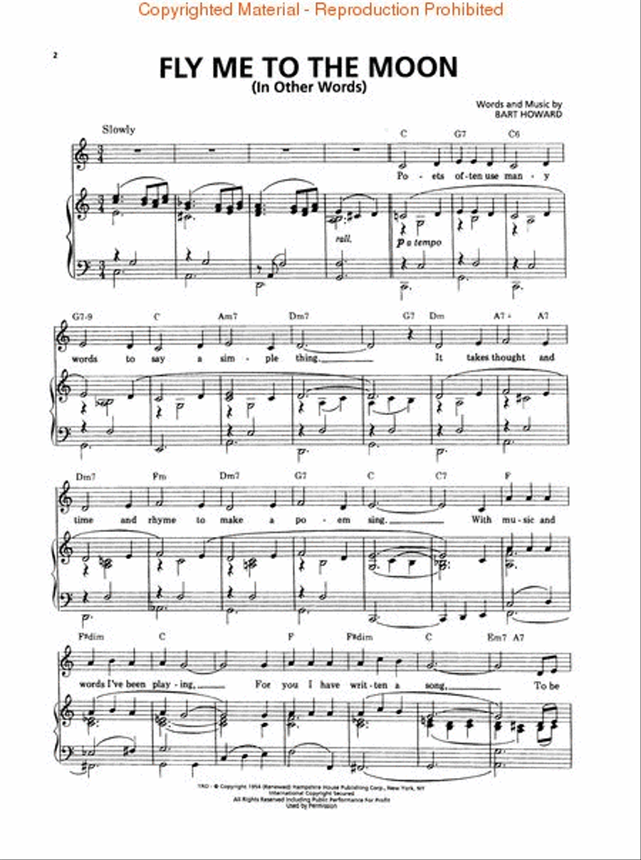 Fly Me to the Moon Piano, Vocal, Guitar scores gallery preview page 2