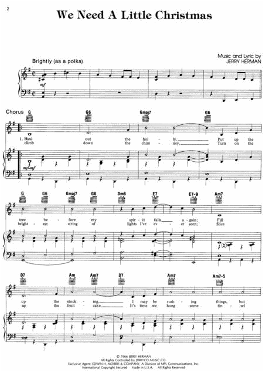 We Need a Little Christmas Piano, Vocal, Guitar scores gallery preview page 2